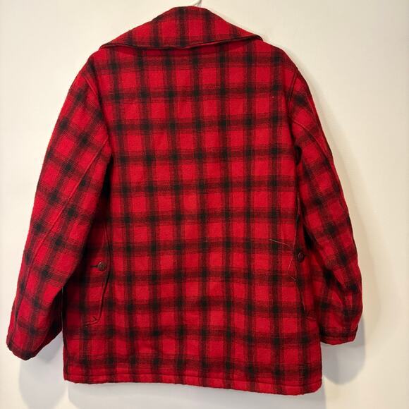 Vintage Woolrich Red & Black Buffalo Plaid Hunting Winter Wool Jacket Size 42 - Picture 5 of 8